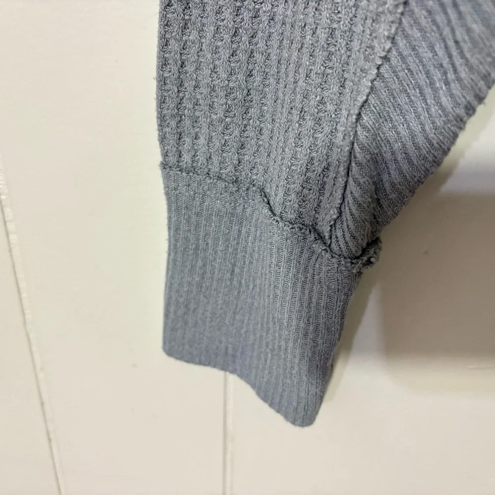 Free People We The Free Santa Clara Thermal Top Gray Waffle Knit Long Sleeve M